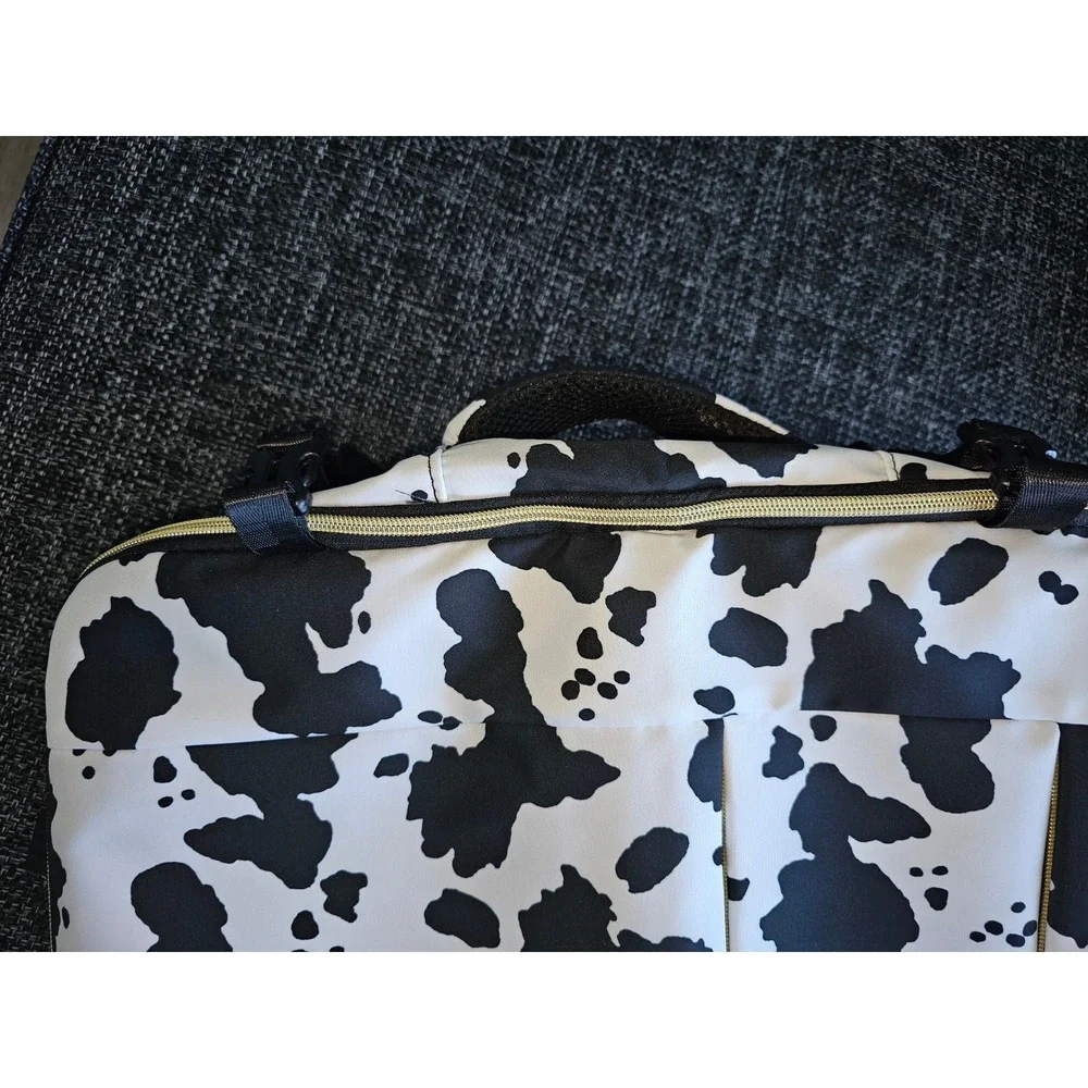 Unbranded Cow Print Travel Backpack Unisex Large Black White 16 in laptop